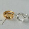 Minimalist White Crystal Oval Engagement Rings for Women, Brass Simple Metal Style Round Open Wedding Bands