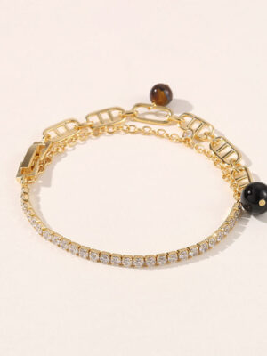 Wholesale Trendy Brass Gold Bracelets for Women, 18l Gold Plated Tennis Bracelet Stacking Link Chain Waterproof Fashion Jewelry for Women's Daily Wear