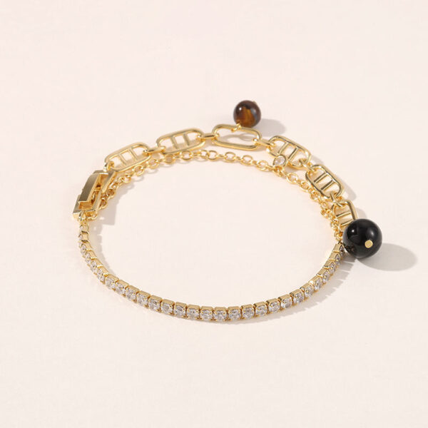 Wholesale Trendy Brass Gold Bracelets for Women, 18l Gold Plated Tennis Bracelet Stacking Link Chain Waterproof Fashion Jewelry for Women's Daily Wear