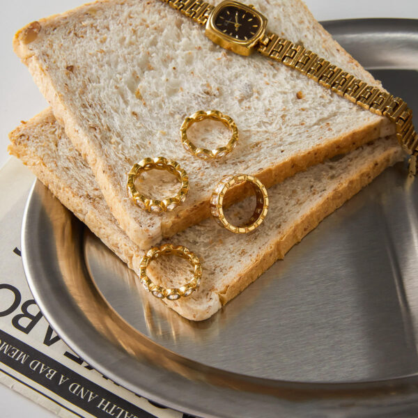 Minimalist Stainless Steel Gold Rings, Gold Plated Round Engagement Rings for Women, Heart Teardrop Cz Cubic Zirconia Stack Rings