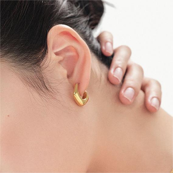 Hot Sale Fashion Chunky Hypoallergenic Earrings, Trendy Gold Plated Hoop Earrings for Women  Non-Tarnish Waterproof Made Earrings Design