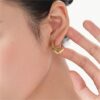 Hot Sale Fashion Chunky Hypoallergenic Earrings, Trendy Gold Plated Hoop Earrings for Women  Non-Tarnish Waterproof Made Earrings Design