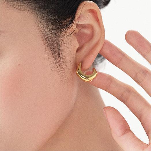 Hot Sale Fashion Chunky Hypoallergenic Earrings, Trendy Gold Plated Hoop Earrings for Women  Non-Tarnish Waterproof Made Earrings Design