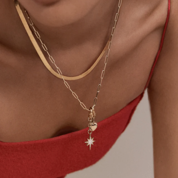 Wholesale Adjustable Brass Necklaces for Women, Gold Pendant Star Cubic Zircon Pendant, Dainty Layered Gold Necklace Set