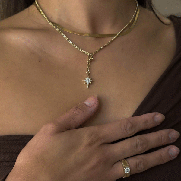 Wholesale Adjustable Brass Necklaces for Women, Gold Pendant Star Cubic Zircon Pendant, Dainty Layered Gold Necklace Set