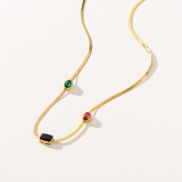 High Quality Brass Gold Chain for Men Women, Personality Link choker Necklace with Colorful Zircon, Trendy Gold Plated Jewelry for Daily Wear