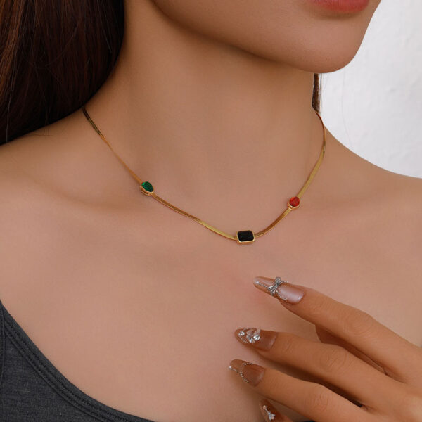 High Quality Brass Gold Chain for Men Women, Personality Link choker Necklace with Colorful Zircon, Trendy Gold Plated Jewelry for Daily Wear