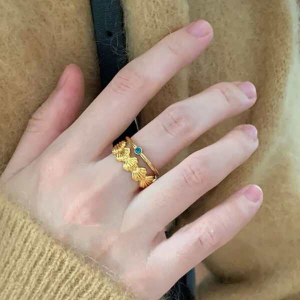 Tiny Women's Tarnish-Free Gold Rings, Waterproof Fine Jewelry with Wide Design, Platinum Engagement Rings for Women