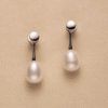 Wholesale Fashion Minimalist Flat Back Earrings, Silver Plated Hypoallergenic pearl earrings, Stud Earring Elegant Jewelry for Women