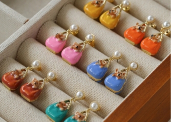 Childlike Corgi Dog Stud Earrings for Women, High-End Colorful Enamel Hypoallergenic Earrings