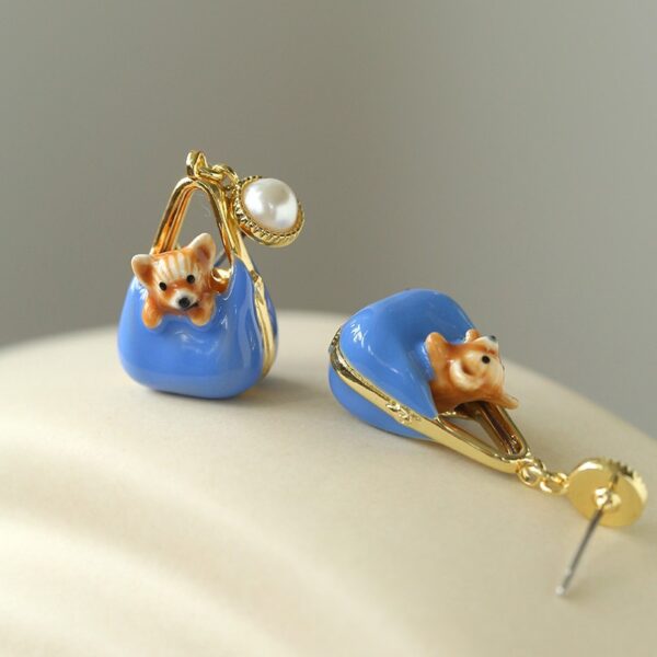 Childlike Corgi Dog Stud Earrings for Women, High-End Colorful Enamel Hypoallergenic Earrings