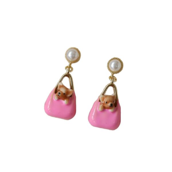 Childlike Corgi Dog Stud Earrings for Women, High-End Colorful Enamel Hypoallergenic Earrings