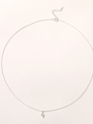 Fashionable Brass Necklaces for Women, Exquisite Lightning Bolt Pendant Necklace, Gold Planted Zirconia Stylish Trendy Wedding Gift