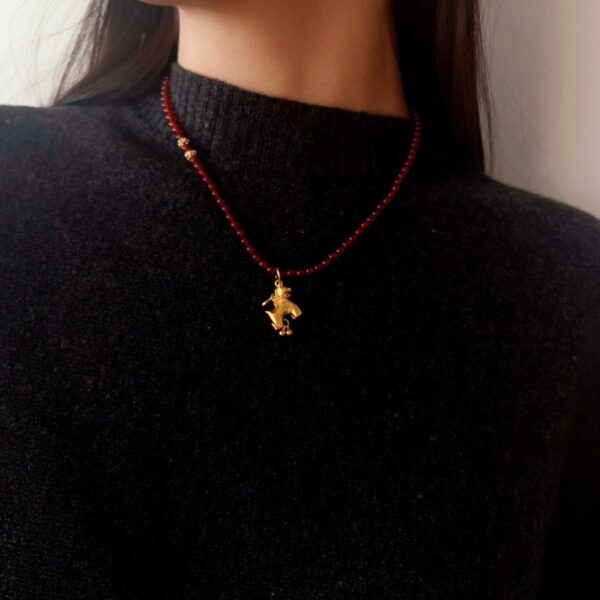 2026 Year of the Fire Horse  Accessory, Gold Horse Charm Jewelry Set for Luck, Red Agate Protection New Year Gifts