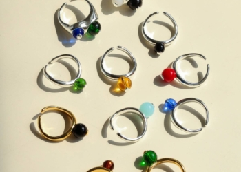 Colorful Brass Beaded Engagement Rings for Women, Open Adjustable Everyday Rings for Her, Non Tarnish Minimalist Fashion Jewelry