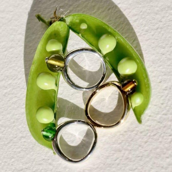 Colorful Brass Beaded Engagement Rings for Women, Open Adjustable Everyday Rings for Her, Non Tarnish Minimalist Fashion Jewelry