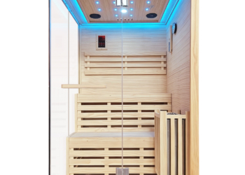 2 Person Indoor Traditional Steam Sauna Room with Heater, Bluetooth Speakers & 7-Color LED Lights, 47.2″ × 47.2″ × 74.8″
