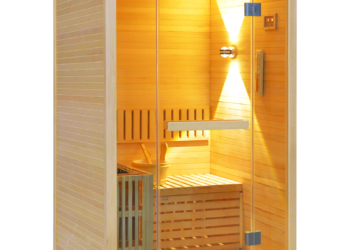 2 Person Indoor Hemlock Finnish Sauna Room For Home, 3KW 240V Metal Electric Heater, Max 90℃, Tempered Glass Door, LED Wall Light & Bluetooth Speakers