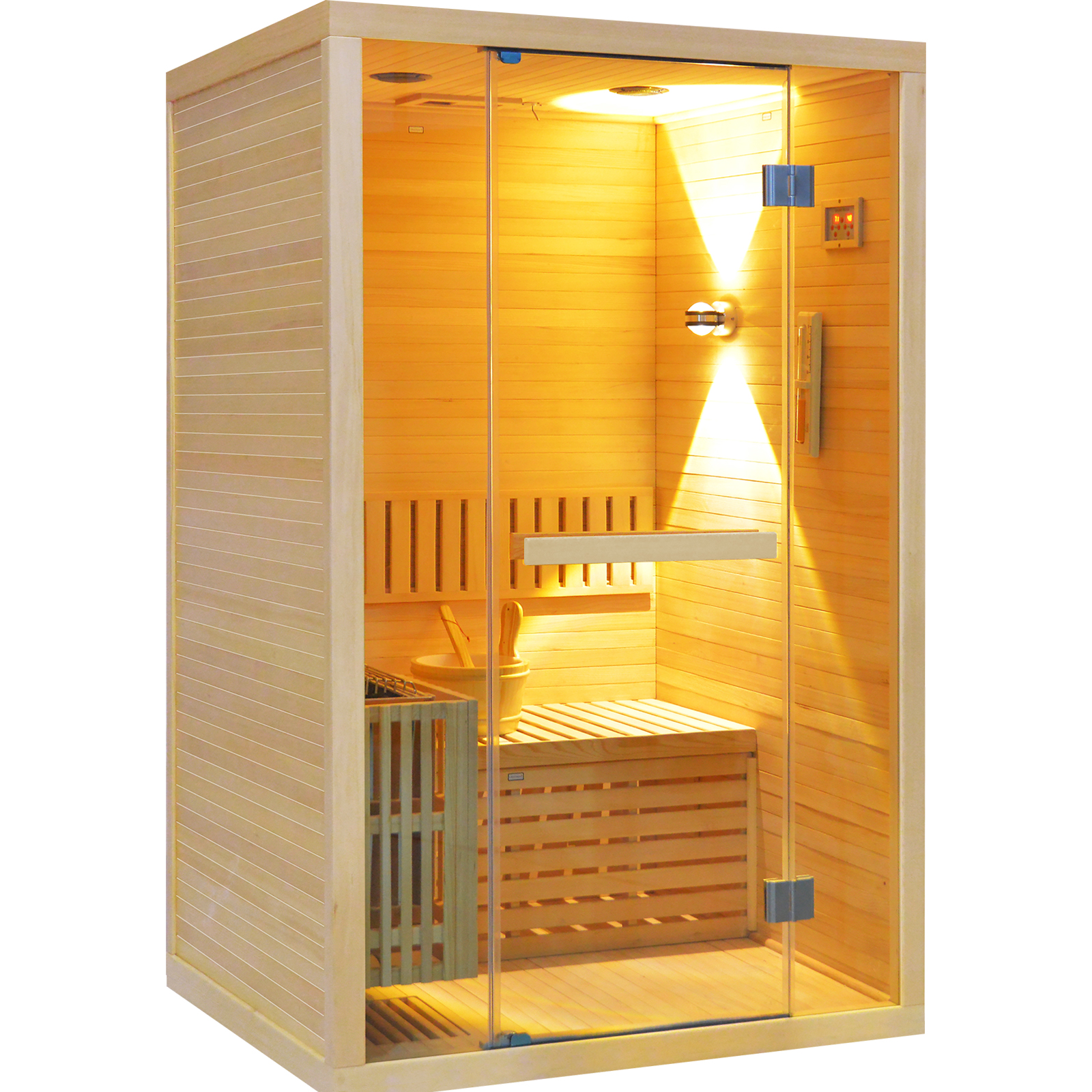 MAJUS HY8 traditional sauna with glass door and heater