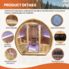 Traditional Outdoor Barrel Sauna for 2-4 Person, Carbonized Spruce Wood, 9KW Fast Heating Finnish Steam Sauna, Complete Accessories, Outdoor Sauna for Backyard, Patio & Poolside