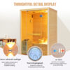 2 Person Indoor Hemlock Finnish Sauna Room For Home, 3KW 240V Metal Electric Heater, Max 90℃, Tempered Glass Door, LED Wall Light & Bluetooth Speakers