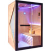 2 majusaccessory 3000W Traditional 2 Person Indoor Home Sauna, 120 x 120 x 190 cm Wooden Sauna Room with Metal Heater, African Okoume Wood, LED Color Lights & Sauna Accessories
