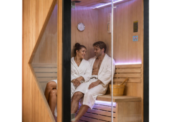 majusaccessory 3000W Traditional 2 Person Indoor Home Sauna, 120 x 120 x 190 cm Wooden Sauna Room with Metal Heater, African Okoume Wood, LED Color Lights & Sauna Accessories