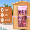 3 Outdoor Infrared Sauna for 2 Person, 2000W 120V Canadian Hemlock Sauna Room with 8 Epoxy Heating Panels, Red Light Beauty Lamp, Bluetooth Speakers & Colorful LED Lighting