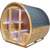 Traditional Outdoor Barrel Sauna for 2-4 Person, Carbonized Spruce Wood, 9KW Fast Heating Finnish Steam Sauna, Complete Accessories, Outdoor Sauna for Backyard, Patio & Poolside