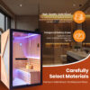 4 majusaccessory 3000W Traditional 2 Person Indoor Home Sauna, 120 x 120 x 190 cm Wooden Sauna Room with Metal Heater, African Okoume Wood, LED Color Lights & Sauna Accessories