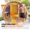 Traditional Outdoor Barrel Sauna for 2-4 Person, Carbonized Spruce Wood, 9KW Fast Heating Finnish Steam Sauna, Complete Accessories, Outdoor Sauna for Backyard, Patio & Poolside
