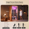 5 MAJUS 1-Person Infrared Sauna, 1350W 7 Graphene Heating Plates, Okoume Wood, 150°F Max Temp, 120V Plug & Play with Starry Sky Light & Bluetooth Speakers