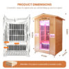 6 Outdoor Infrared Sauna for 2 Person, 2000W 120V Canadian Hemlock Sauna Room with 8 Epoxy Heating Panels, Red Light Beauty Lamp, Bluetooth Speakers & Colorful LED Lighting