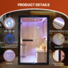 7 majusaccessory 3000W Traditional 2 Person Indoor Home Sauna, 120 x 120 x 190 cm Wooden Sauna Room with Metal Heater, African Okoume Wood, LED Color Lights & Sauna Accessories