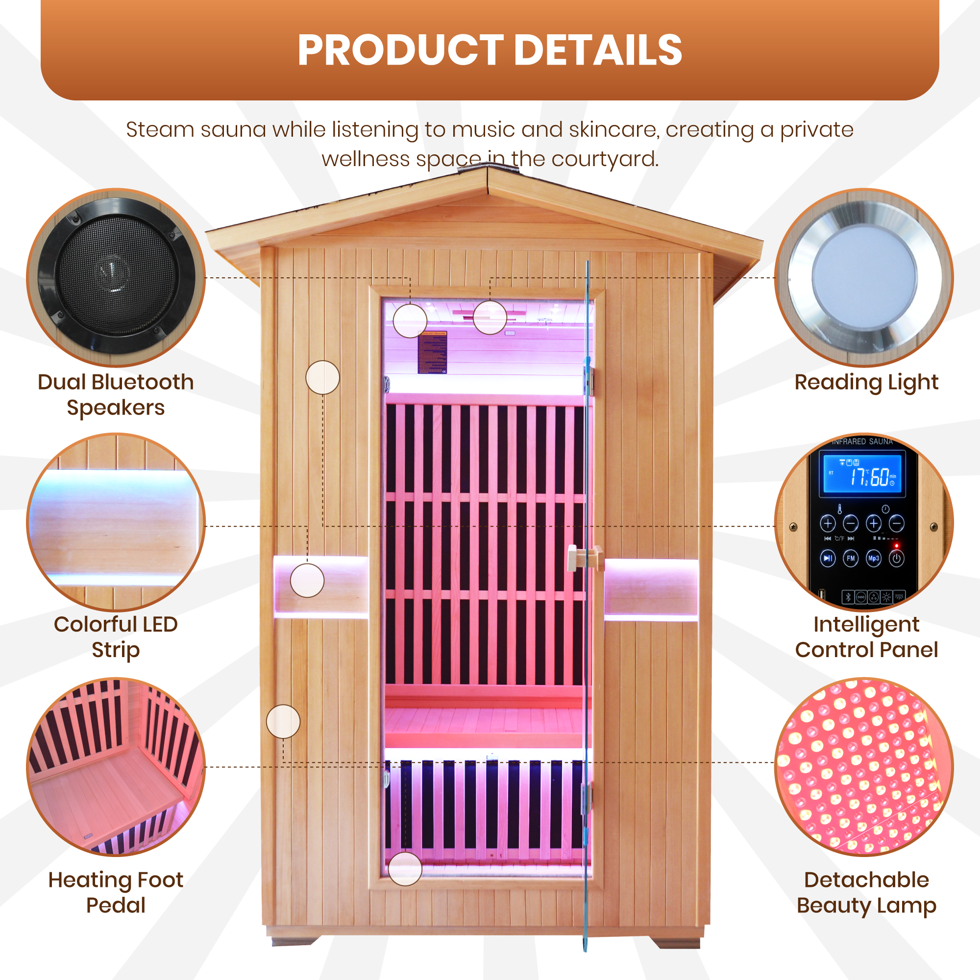 outdoor infrared sauna – product detail view 3