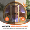 Traditional Outdoor Barrel Sauna for 2-4 Person, Carbonized Spruce Wood, 9KW Fast Heating Finnish Steam Sauna, Complete Accessories, Outdoor Sauna for Backyard, Patio & Poolside