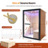8 majusaccessory 3000W Traditional 2 Person Indoor Home Sauna, 120 x 120 x 190 cm Wooden Sauna Room with Metal Heater, African Okoume Wood, LED Color Lights & Sauna Accessories