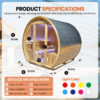 Traditional Outdoor Barrel Sauna for 2-4 Person, Carbonized Spruce Wood, 9KW Fast Heating Finnish Steam Sauna, Complete Accessories, Outdoor Sauna for Backyard, Patio & Poolside