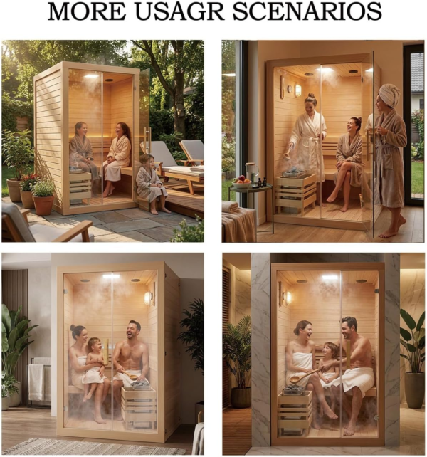 c07b7cdb73a83f3aba2f39f30b42b403 4500W Traditional 3 Person at Home Sauna, Wooden Indoor Sauna Barrels, Canadian Centennial Hemlock Wood Sauna with Speakers for Meditation, Relaxation, Beauty & Family