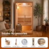 majusaccessory 3000W Traditional 2 Person at Home Sauna, Wooden Indoor Sauna Barrels, Canadian Centennial Hemlock Wood Sauna with Speakers for Meditation, Relaxation, Beauty & Family
