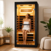 Infrared Sauna for 1 Person at Home use, 1200W Plug&Play Indoor Sauna, Canadian Hemlock Wood with Low EMF&Speakers, Full Spectrum Sauna Thermometer for Meditation Beauty&Relaxation