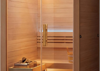4500W Traditional 3 Person at Home Sauna, Wooden Indoor Sauna Barrels, Canadian Centennial Hemlock Wood Sauna with Speakers for Meditation, Relaxation, Beauty & Family