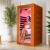 主图 (1) Infrared Sauna for 1 Person Home Use, 1020W 110V Indoor Sauna with 7 Epoxy Heating Panels, African Okoume Wood, Bluetooth Speaker, Colorful Therapy Lighting & Glass Door for Relaxation