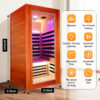 主图 (3) Infrared Sauna for 1 Person Home Use, 1020W 110V Indoor Sauna with 7 Epoxy Heating Panels, African Okoume Wood, Bluetooth Speaker, Colorful Therapy Lighting & Glass Door for Relaxation