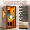 majusaccessory 1 Person Far Infrared Sauna for Home, 1090W 120V Indoor Sauna Room with 6 Heating Panels, Chilean Pine Wood, Digital Control, Color LED Lights and Tempered Glass Door