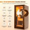 majusaccessory 1 Person Far Infrared Sauna for Home, 1090W 120V Indoor Sauna Room with 6 Heating Panels, Chilean Pine Wood, Digital Control, Color LED Lights and Tempered Glass Door