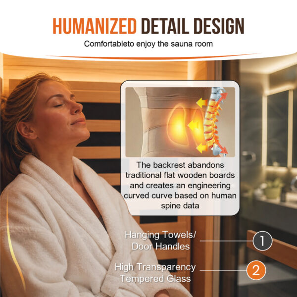 主图_画板 1 副本 4 2 Person Indoor Infrared Sauna for Home, 2165W 120V Chilean Pine Wooden Sauna Room with 8 Epoxy Heating Panels, Starry Sky Lights, Bluetooth Speaker & Oxygen Bar