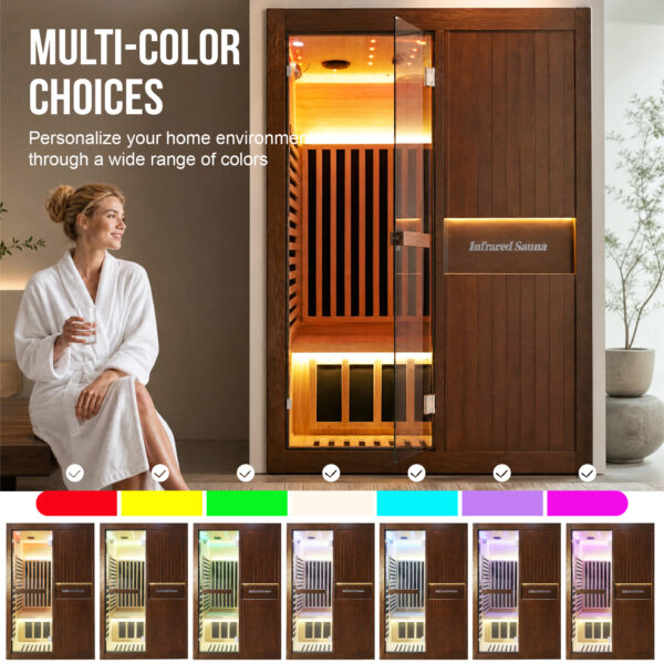 主图_画板 1 副本 5 2 Person Indoor Infrared Sauna for Home, 2165W 120V Chilean Pine Wooden Sauna Room with 8 Epoxy Heating Panels, Starry Sky Lights, Bluetooth Speaker & Oxygen Bar