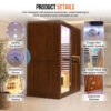 主图_画板 1 副本 6 2 Person Indoor Infrared Sauna for Home, 2165W 120V Chilean Pine Wooden Sauna Room with 8 Epoxy Heating Panels, Starry Sky Lights, Bluetooth Speaker & Oxygen Bar