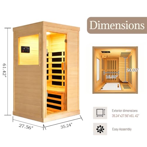 1 person 1200W infrared sauna B0H8D88L47 detail view 3